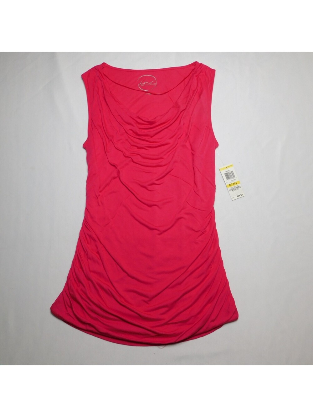 INC International Concepts Womens PM Petite Medium Pink Cowl Neck Tank Top NWT